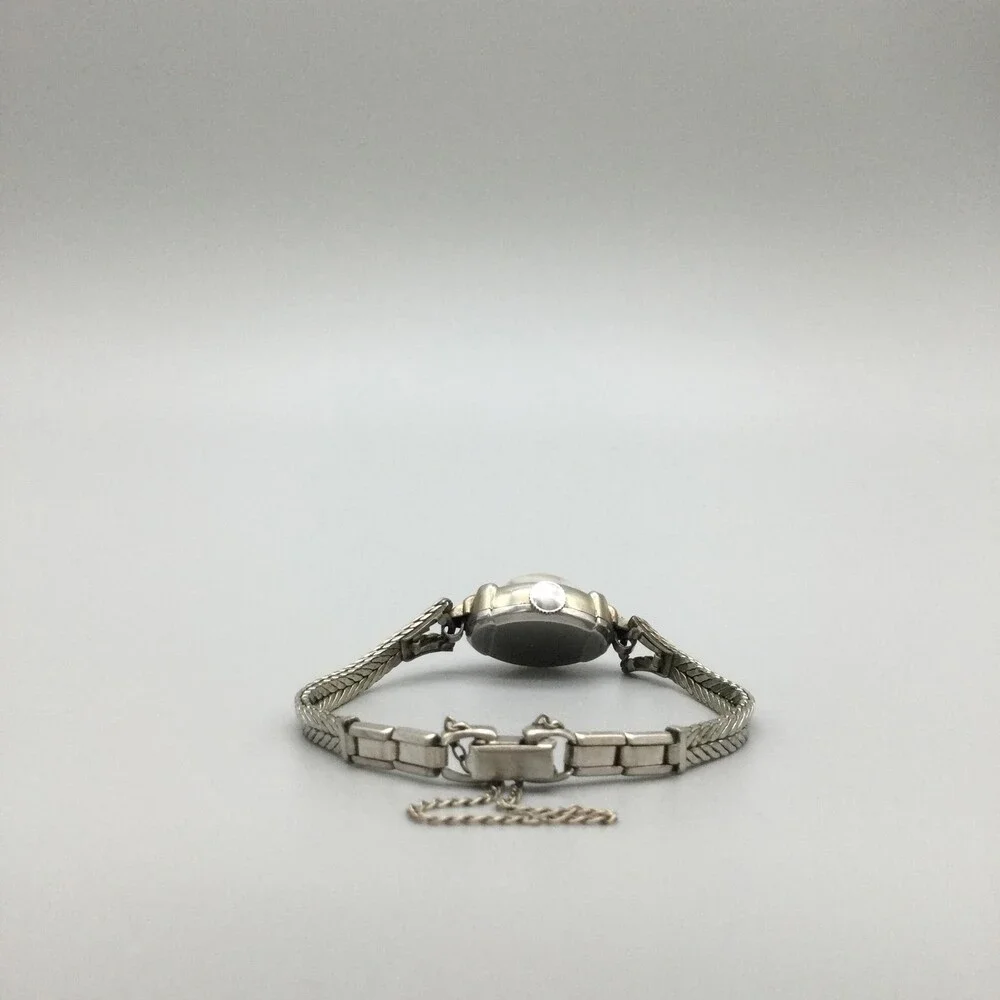Vintage Elgin Womens Watch 14mm 10K RGP Bezel Silver Tone Manual Wind 6.5